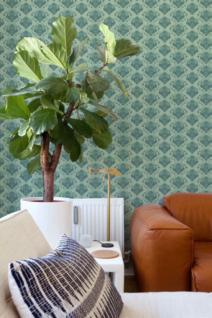Removable wallpaper in Sage Damask by Fancy Walls