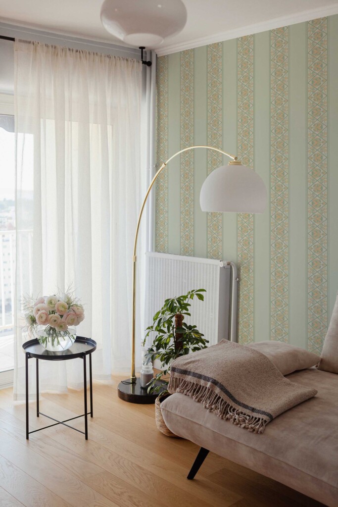 Peel and stick wallpaper in sage green floral pattern by Fancy Walls