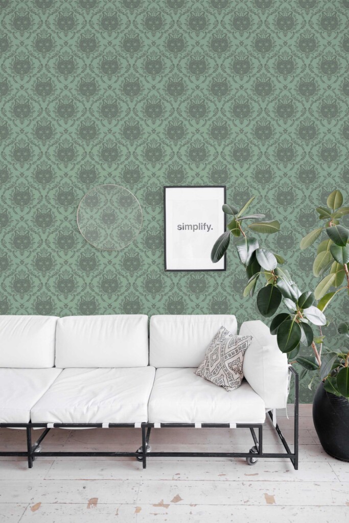 Gothic cat damask layout Fancy Walls traditional wallpaper