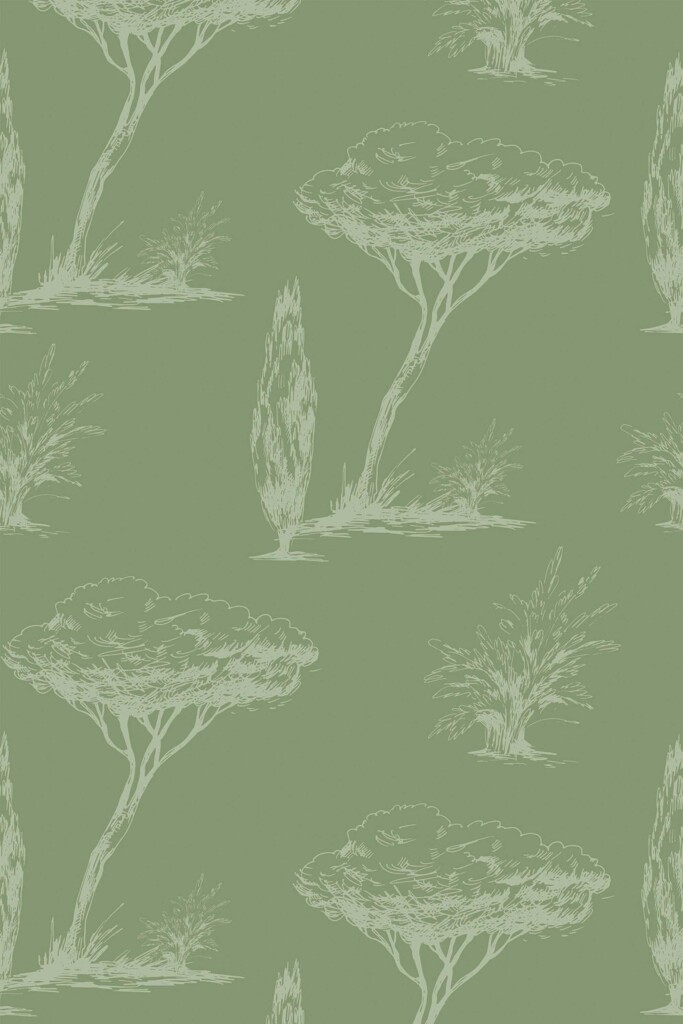 Fancy Walls removable wallpaper for dining room walls in sage green botanical style