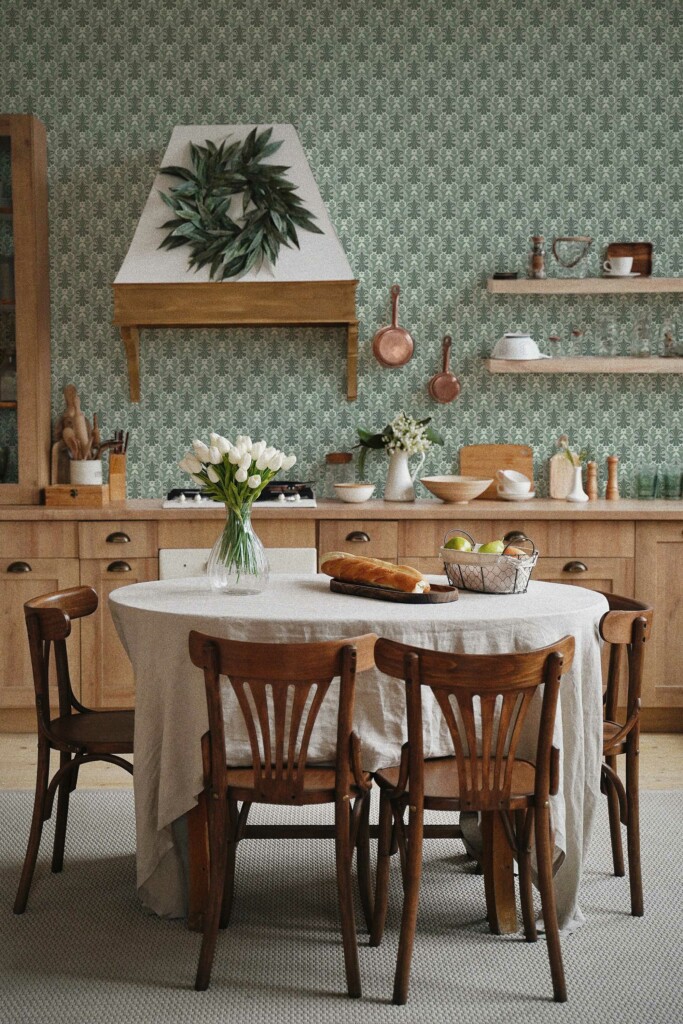Fancy Walls peel and stick wallpaper in Vintage Green Kitchen style