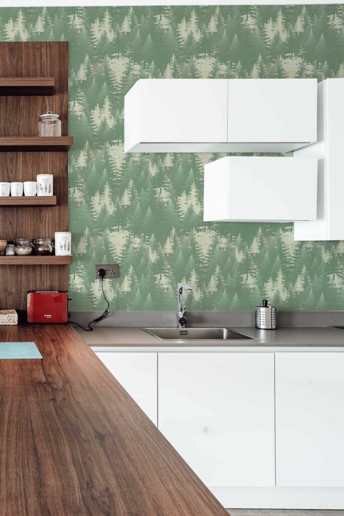Fancy Walls sage green plant and tree botanical wallpaper for walls in kitchen decor