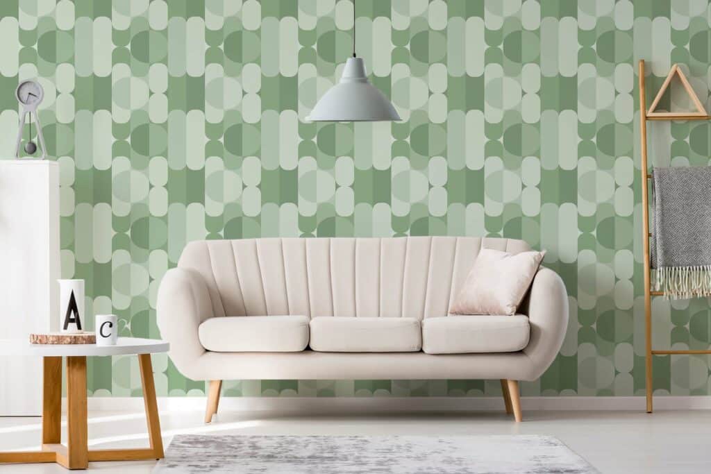 Sage green midcentury Wallpaper - Peel and Stick or Non-Pasted | Save 25%