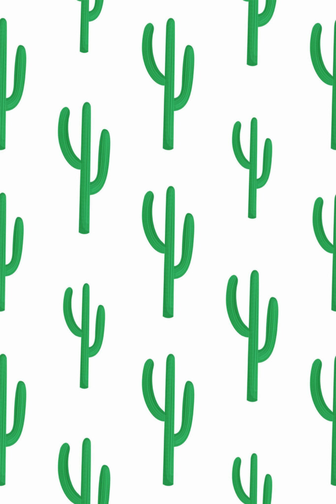 Pattern repeat of Saguaro cactus removable wallpaper design