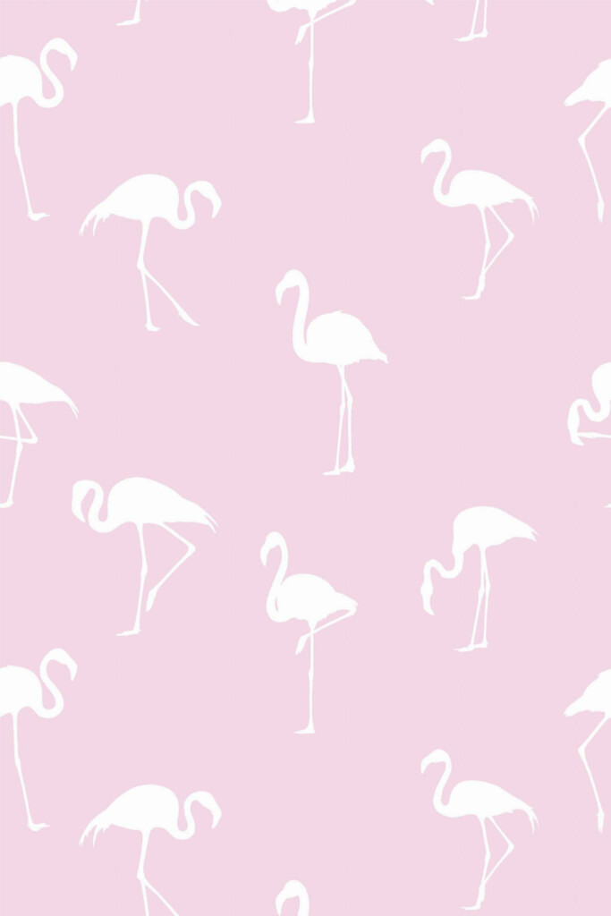 Pattern repeat of Salon flamingo removable wallpaper design