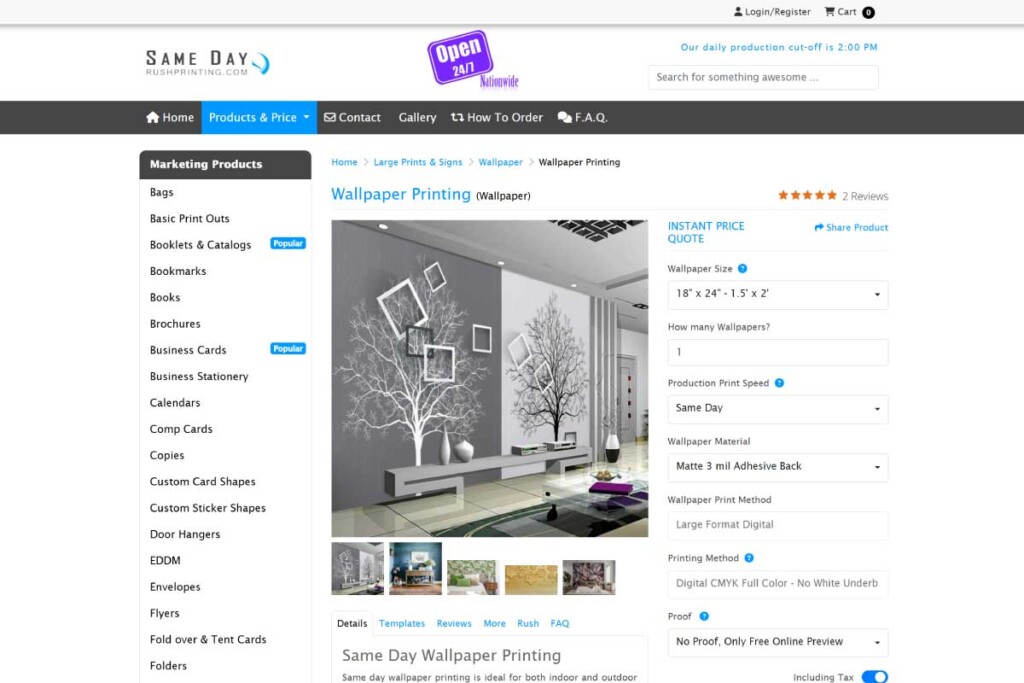 Same Day Rush Printing print on demand wallpaper service