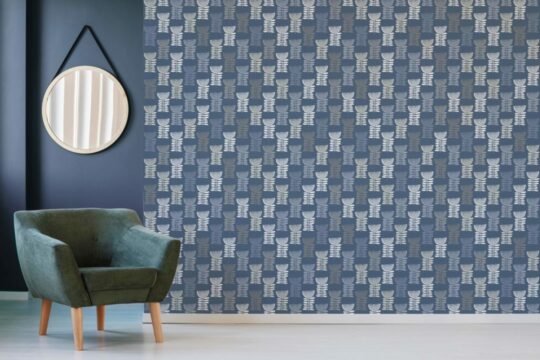 Blue Scandinavian floral peel and stick wallpaper