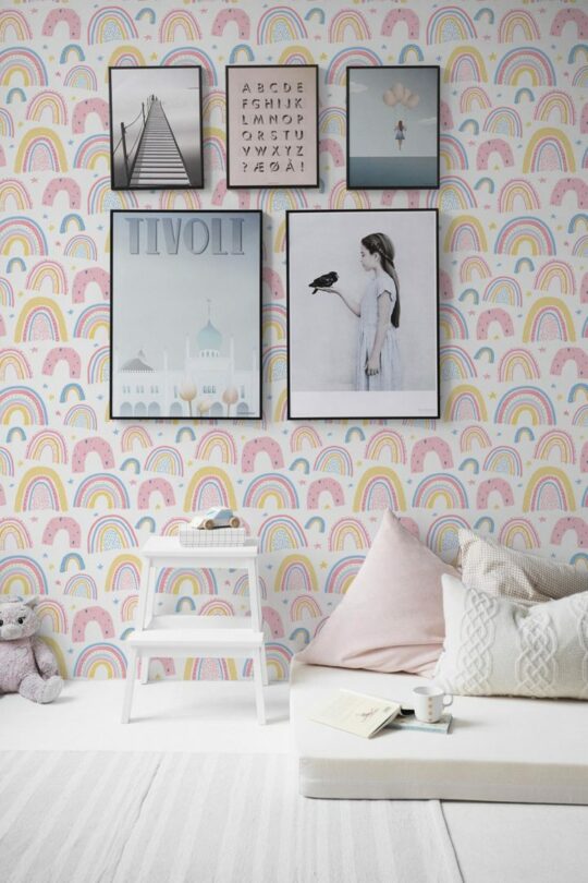 Boho rainbow peel and stick wallpaper