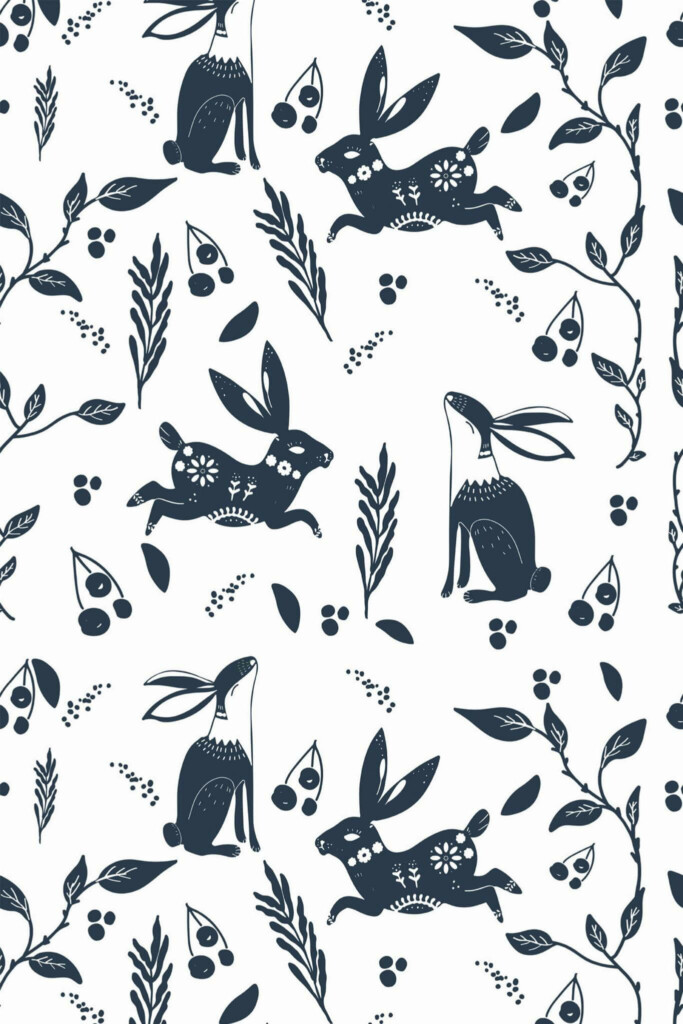 Pattern repeat of Scandinavian animals removable wallpaper design