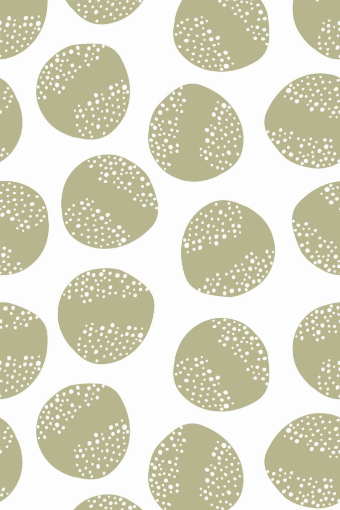 Pattern repeat of Scandinavian beige circle pattern removable wallpaper design