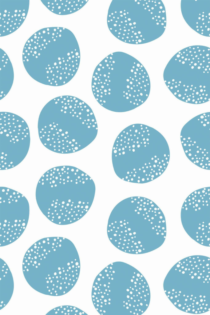 Pattern repeat of Scandinavian blue circle pattern removable wallpaper design