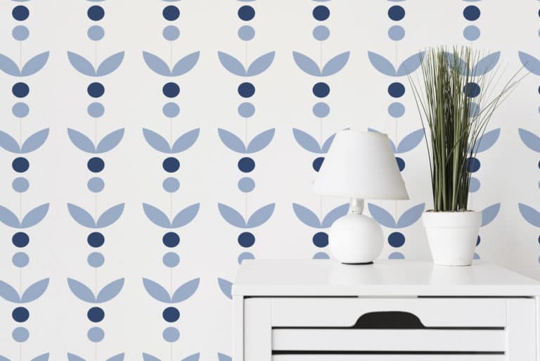 Blue and white Scandinavian pattern wallpaper - Peel and Stick