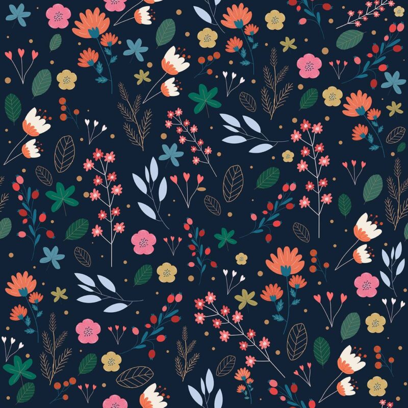 Dark Scandinavian floral Wallpaper - Peel and Stick or Non-Pasted
