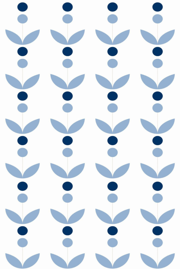 Pattern repeat of Scandinavian linear leaf removable wallpaper design