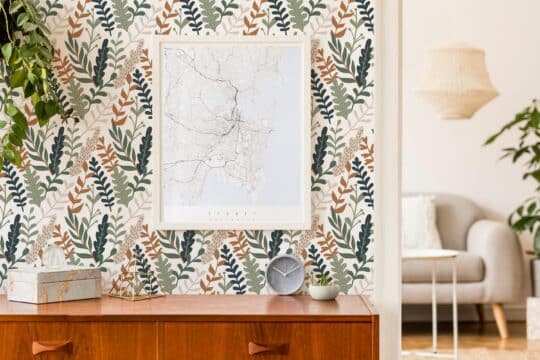 neutral leaf peel and stick wallpaper