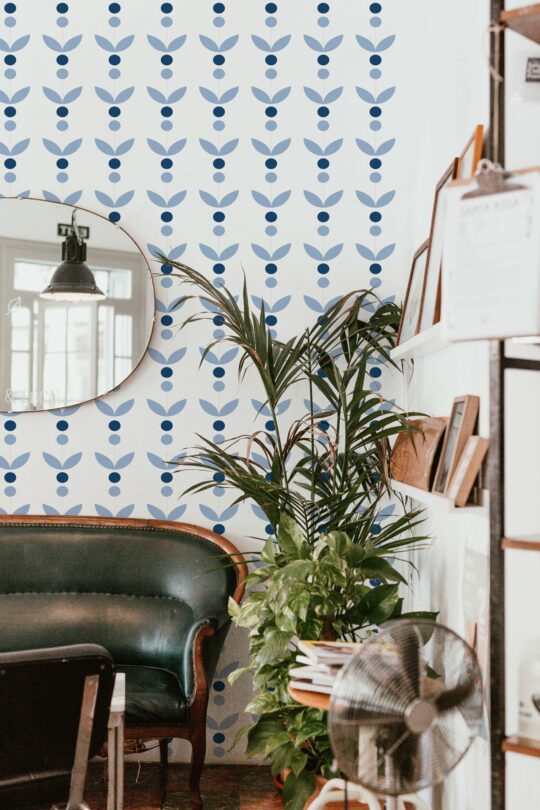 Scandinavian linear leaf peel and stick wallpaper