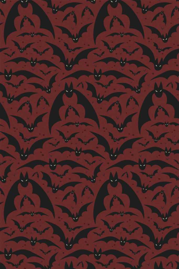 Pattern repeat of Scarlet Whispers of Midnight Flutters removable wallpaper design