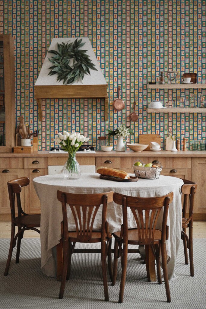 Peel and stick wallpaper with colorful sardines and lobsters by Fancy Walls