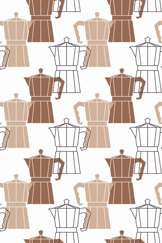Pattern repeat of Seamless coffee removable wallpaper design
