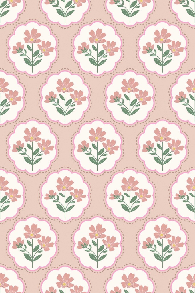 Botanical self-adhesive wallpaper in dusty rose florals by Fancy Walls