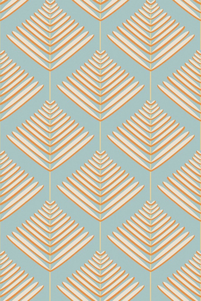 Pattern repeat of Seamless geometric leaf removable wallpaper design