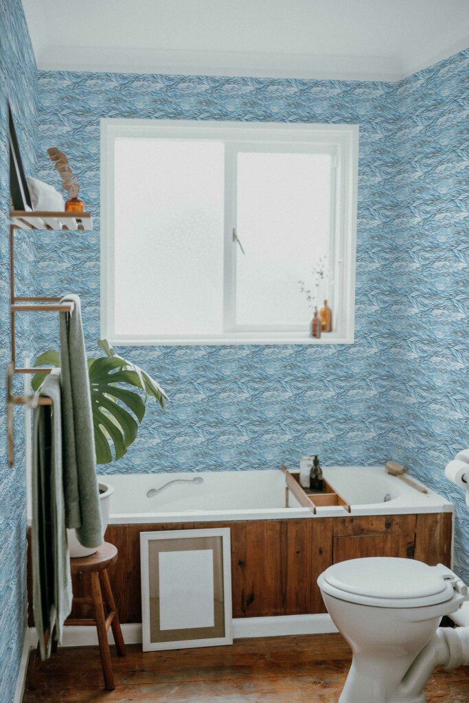 Fancy Walls Seamless Handdrawn Blue Waves removable wallpaper