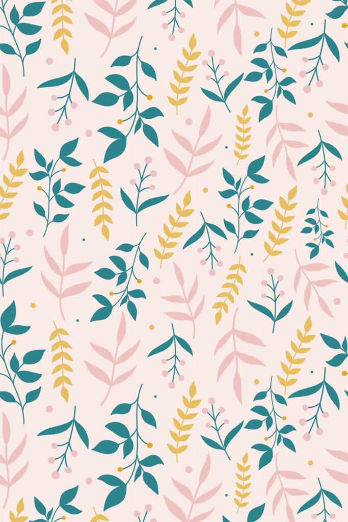 Pattern repeat of Seamless pastel leaf removable wallpaper design