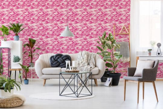 camouflage pink traditional wallpaper