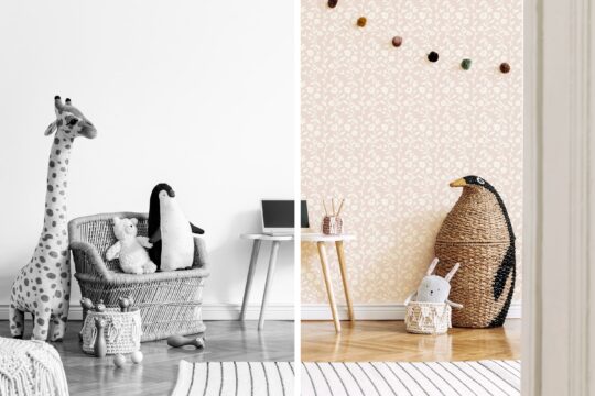 pink and white nursery peel and stick removable wallpaper