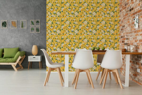 yellow kids room peel and stick removable wallpaper