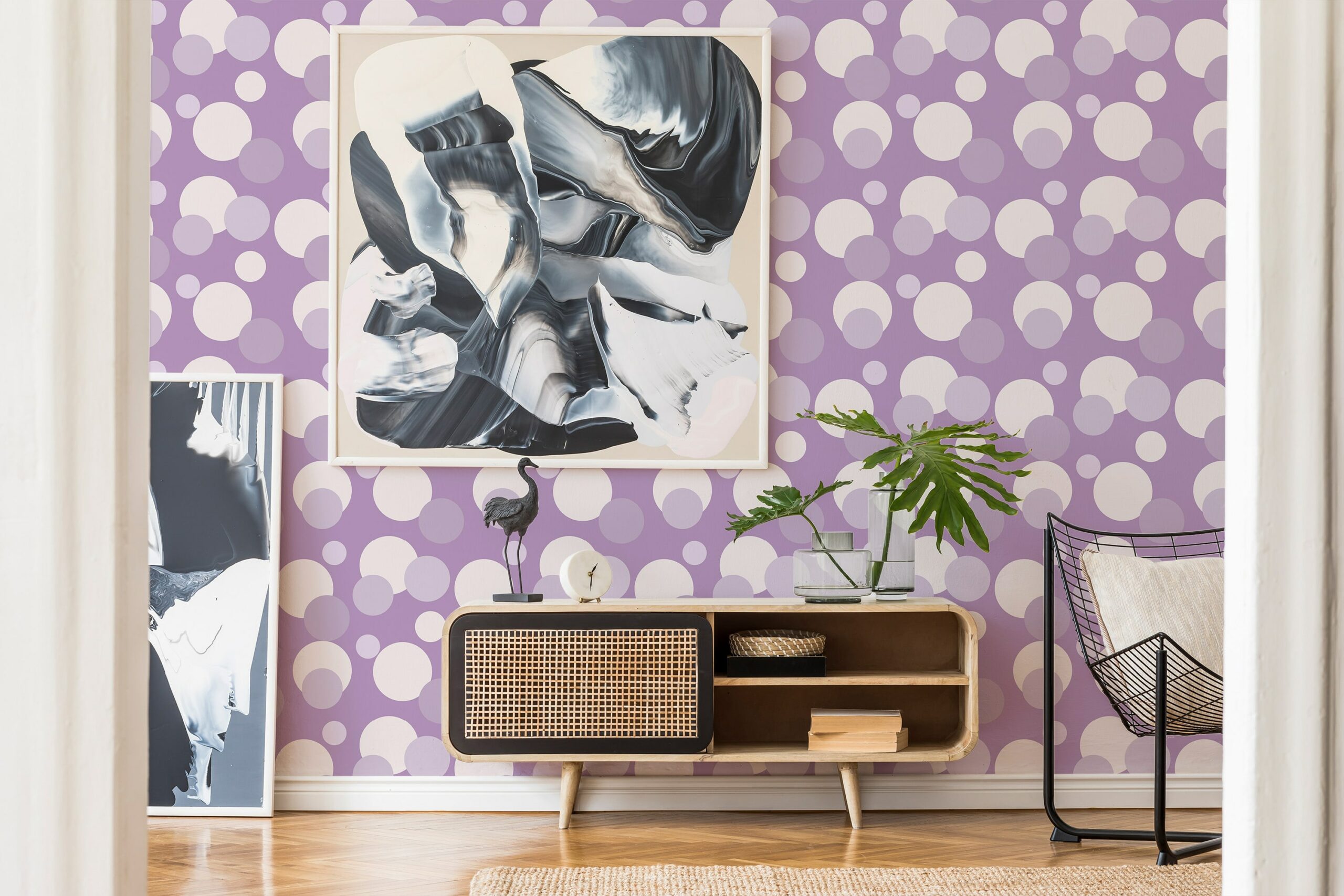polka dot purple traditional wallpaper