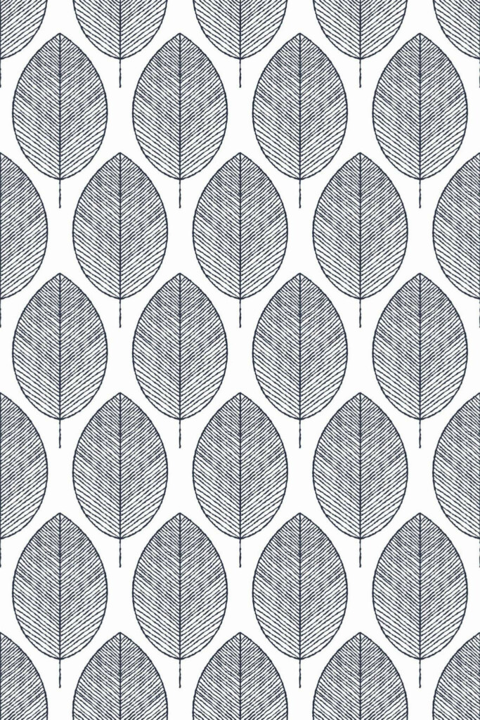 Pattern repeat of Seamless scandinavian leaf removable wallpaper design