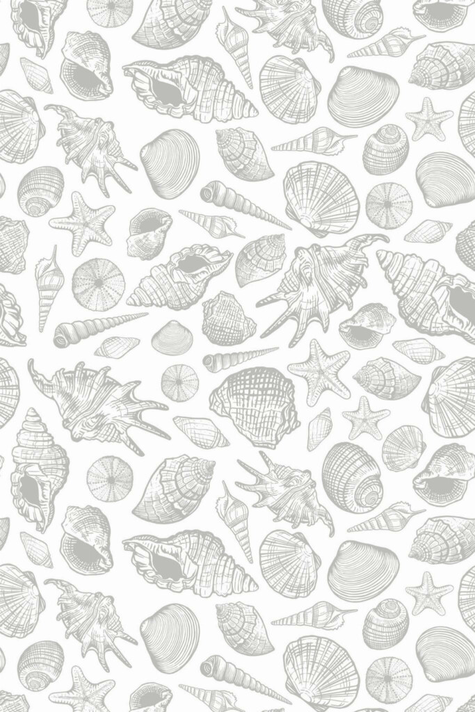 Pattern repeat of Seamless sea shell removable wallpaper design