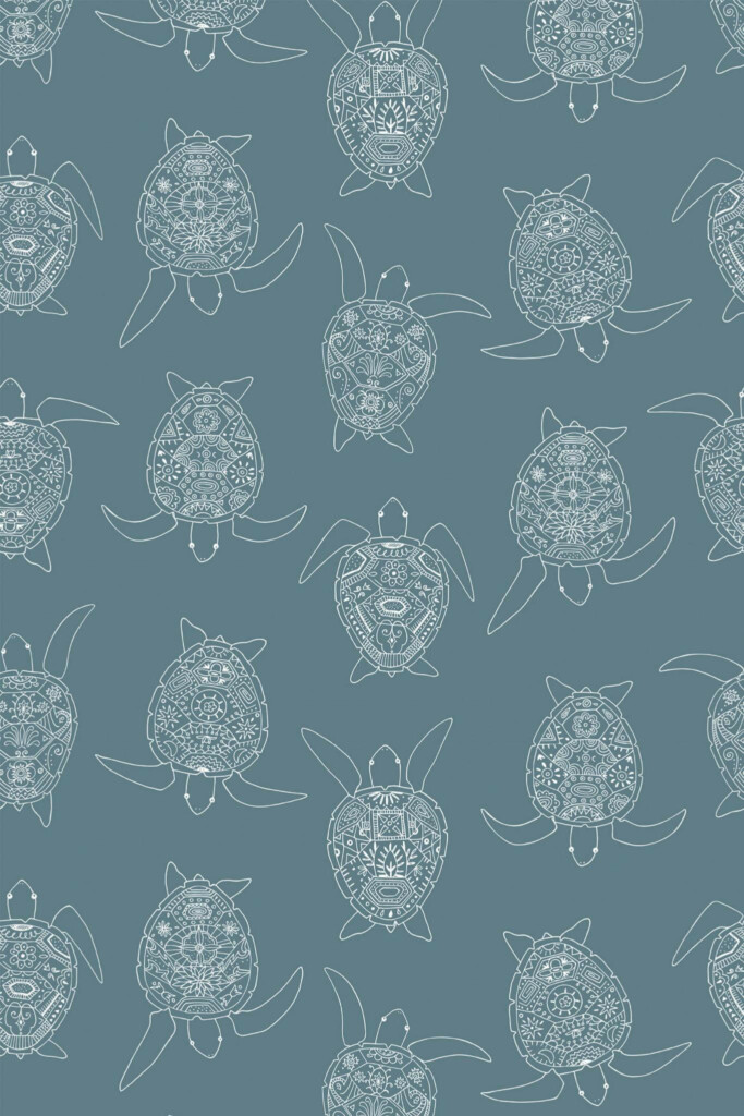 Pattern repeat of Seamless turtle removable wallpaper design