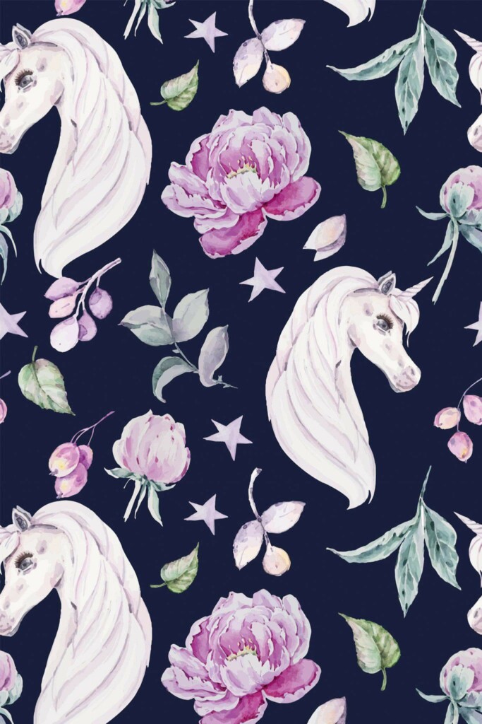 Pattern repeat of Seamless unicorn removable wallpaper design