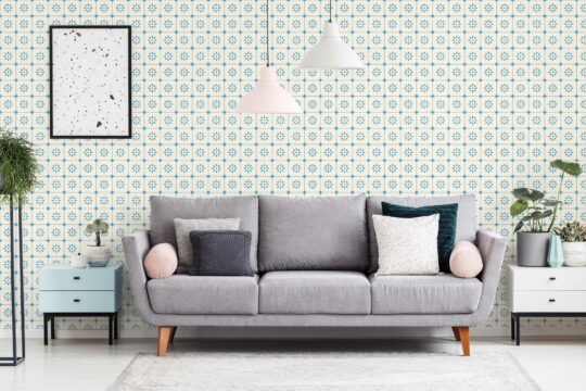 Blue Floral Tiles non-pasted wallpaper by Fancy Walls