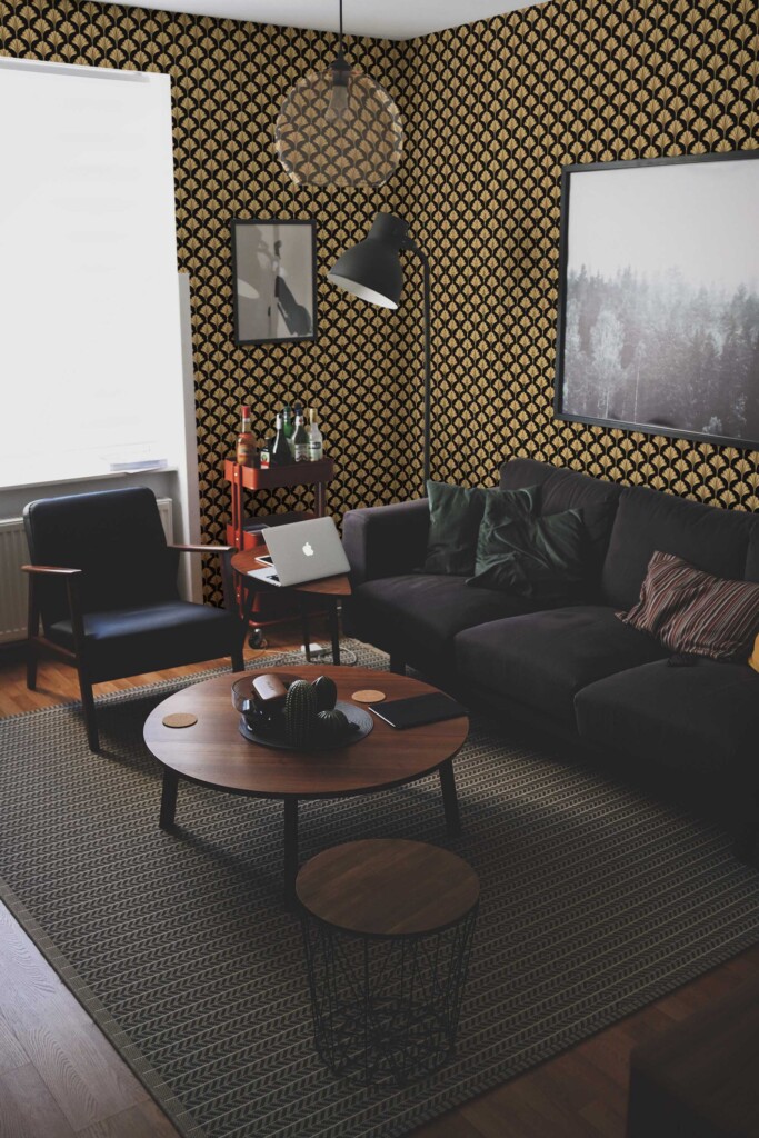 Self-adhesive wallpaper by Fancy Walls in black floral art deco pattern