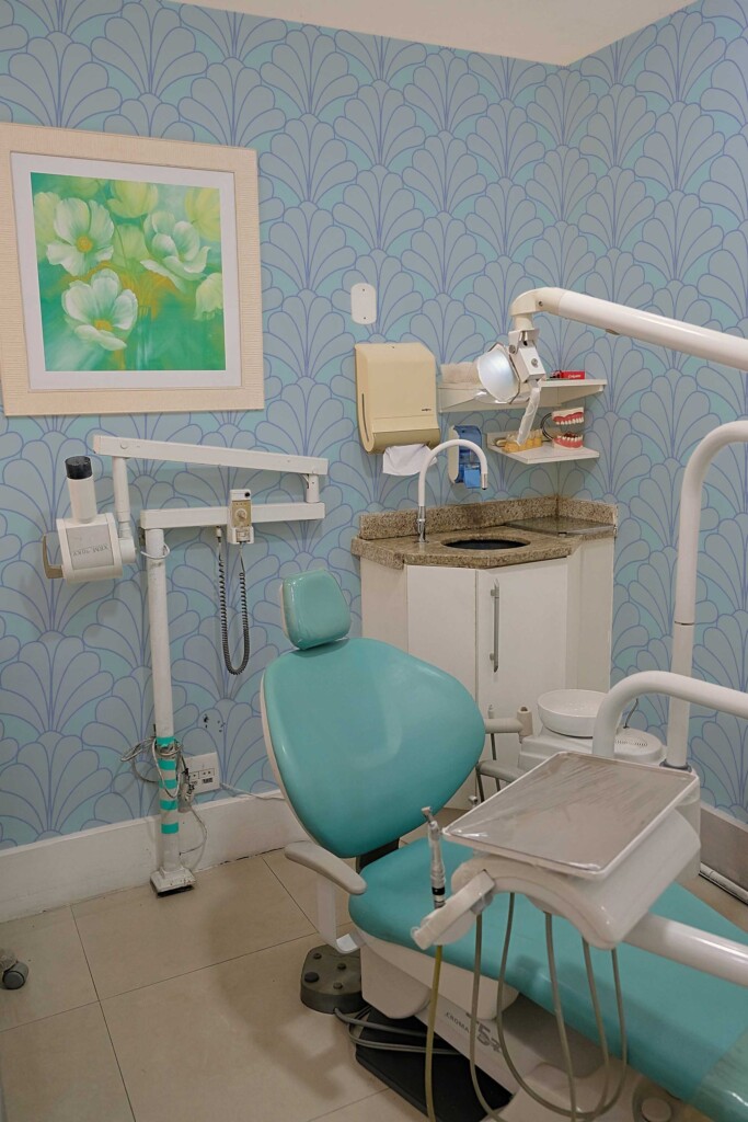 Blue self-adhesive wallpaper for dentist by Fancy Walls
