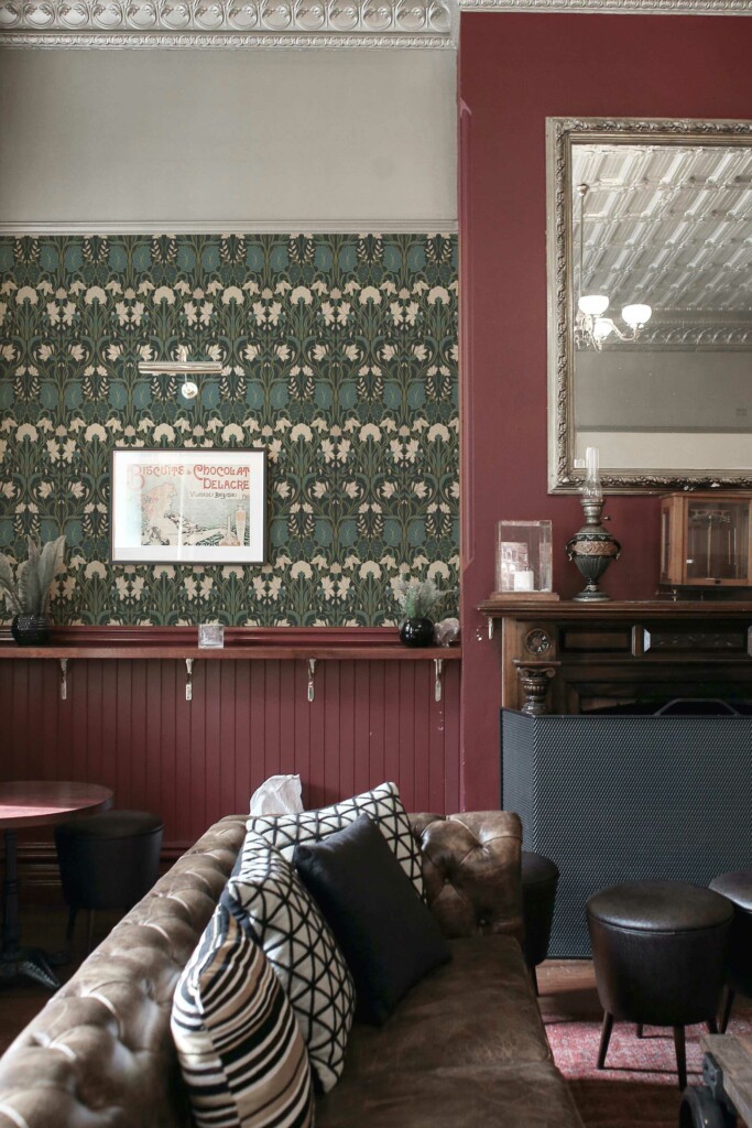 Traditional wallpaper in Artistic Green Nouveau theme from Fancy Walls