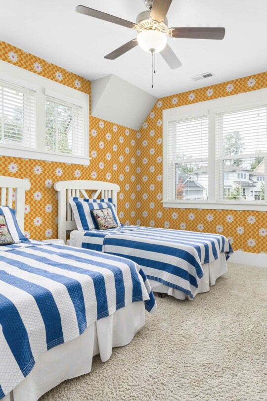 Orange Daisy Delight self-adhesive wallpaper by Fancy Walls