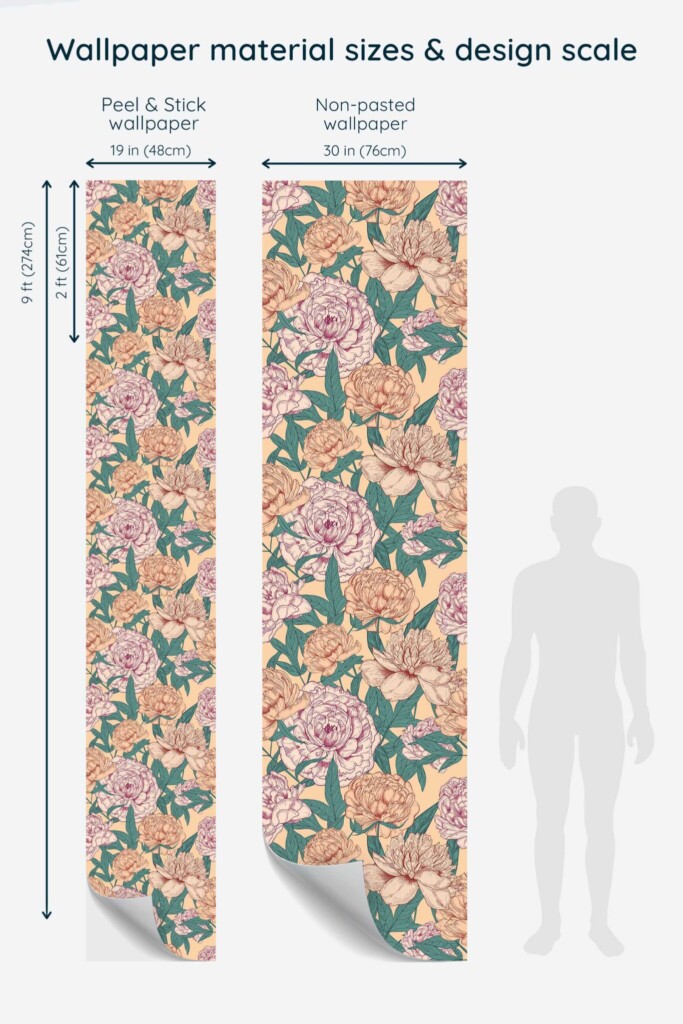 Removable Dusty Rose Floral wallpaper for walls from Fancy Walls