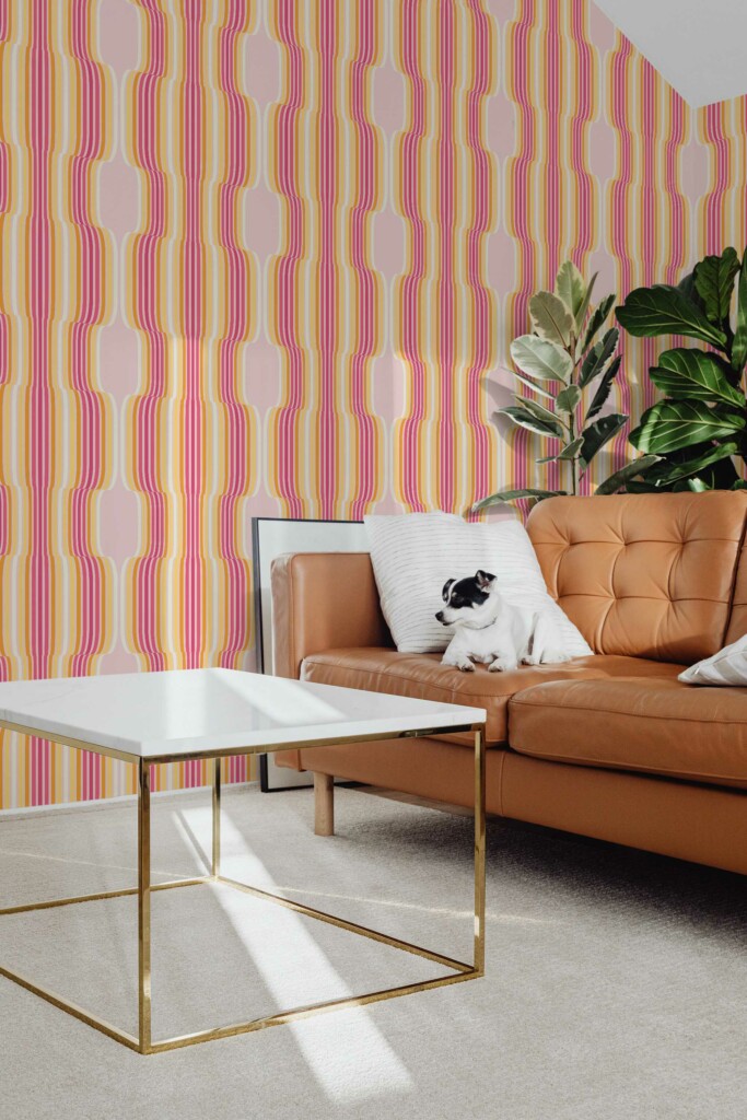 Fancy Walls peel and stick wallpaper with Groovy Line Pink design