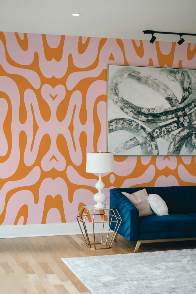 Self-adhesive wall mural in pink groovy vibes by Fancy Walls