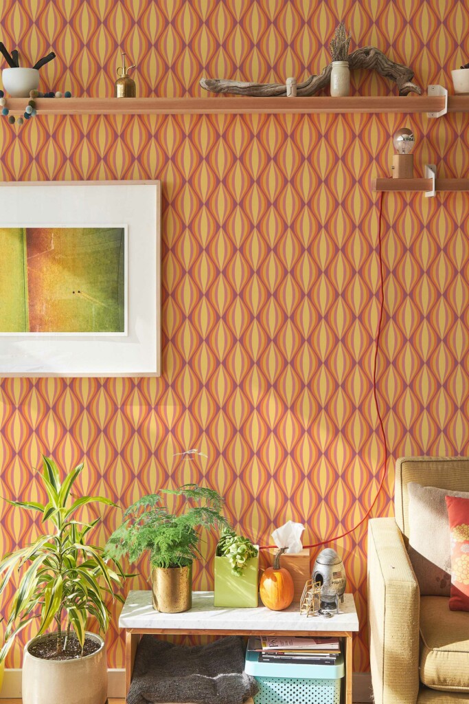 Removable wallpaper featuring Zesty Retro Maze from Fancy Walls