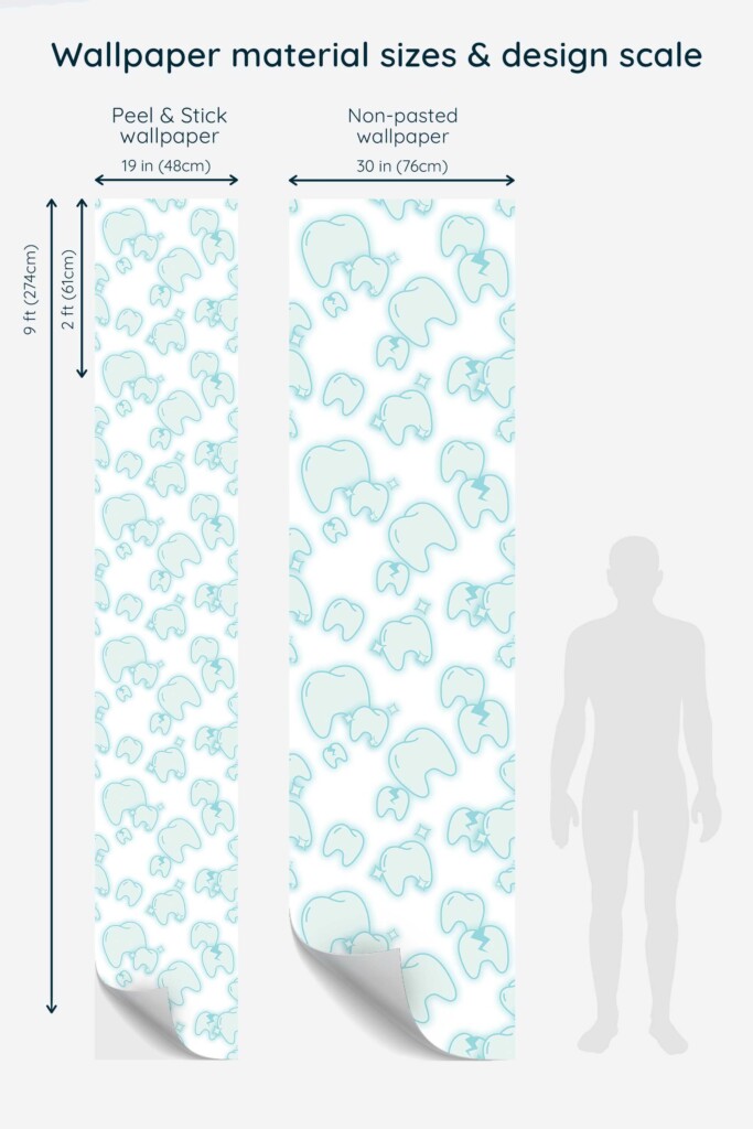 Fancy Walls peel and stick wallpaper with blue and white fun tooth pattern