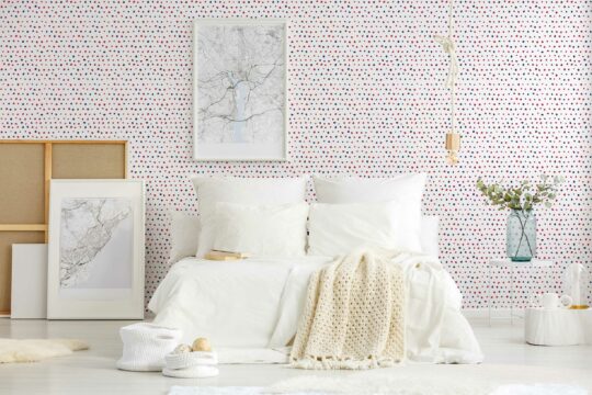 Traditional white wallpaper with Independence dots pattern by Fancy Walls