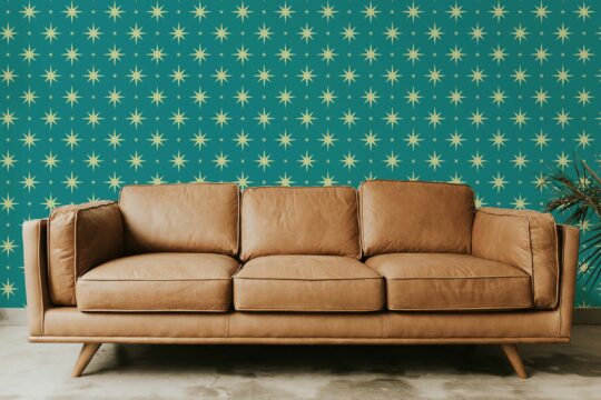 Non-pasted Teal stars wallpaper in teal from Fancy Walls