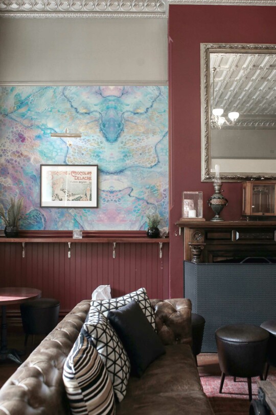 Removable wall mural featuring Serene Blue Marble by Fancy Walls