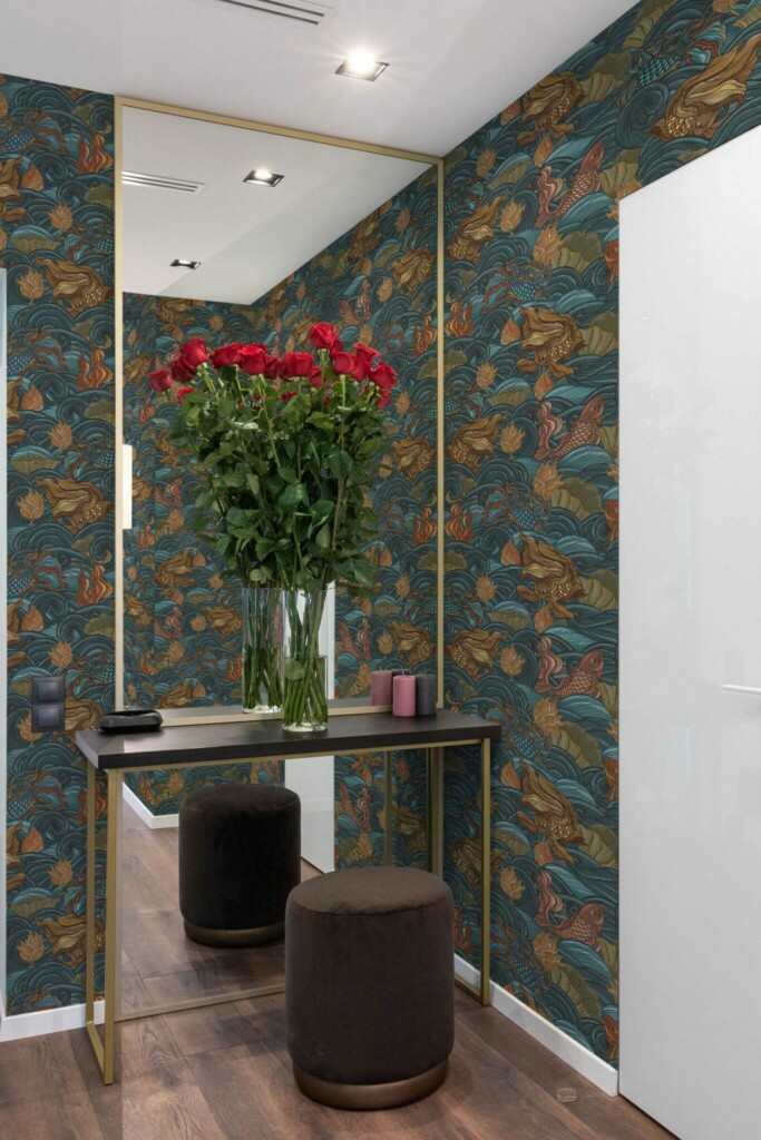 Traditional wallpaper in Serene Fish Voyage by Fancy Walls