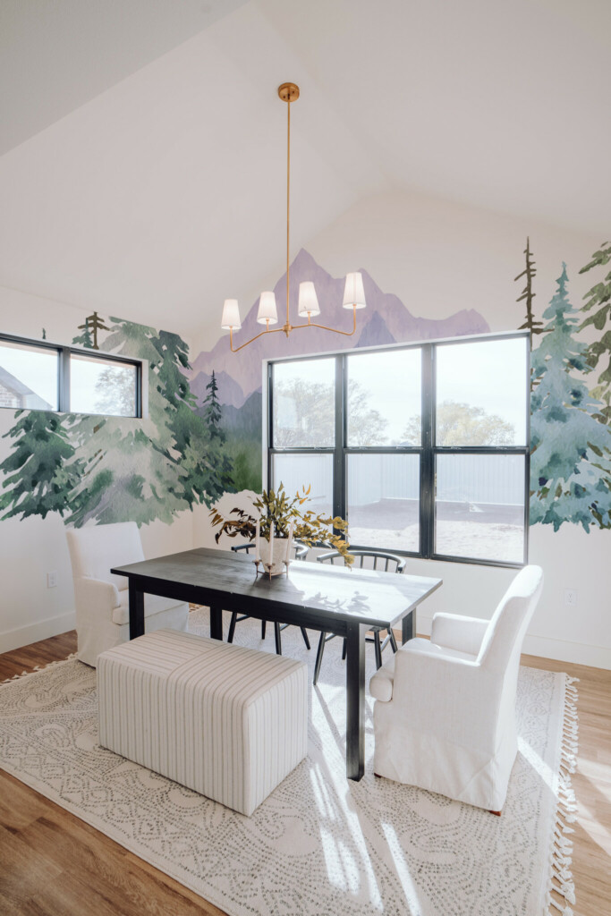 Fancy Walls removable wall mural with watercolor forest and mountain